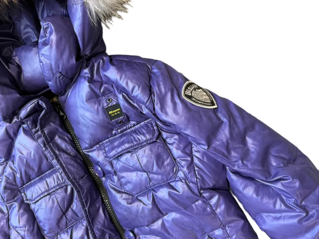 Blauer Fell Kapuze Puffer W (12)